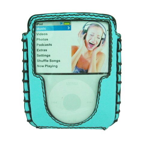 blue case huid te bedekken leer voor ipod nano 3 gen 3G (ip017)-gratis verzending per luchtpost